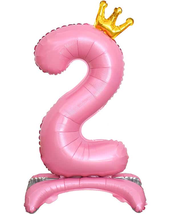 131252_Шар_(32_81_см)_Цифра_2_Золотая_корона_на_подставке_Розовый_1_шт_в_упак Цифра Золотая корона на подставке Розовый 81см — изображение 3